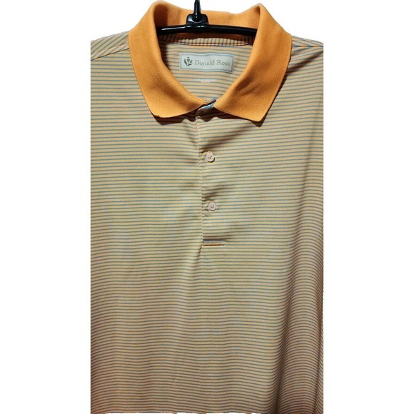 Donald Ross Men's Size XL Orange Striped Short Sleeve Golf Polo Shirt - Picture 2 of 5